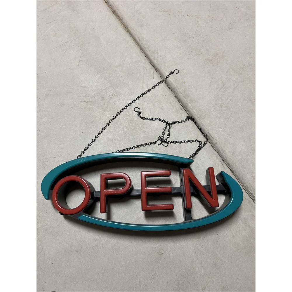 LED Illuminated Red Blue Black 'OPEN' Hanging Business Illuminated Sign